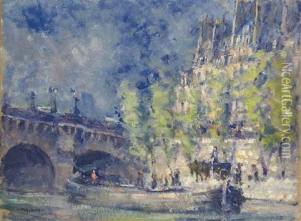 Paris, Le Pont Neuf Oil Painting - Clarence Montfort Gihon