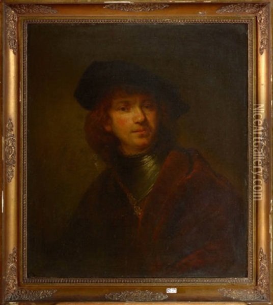 Autoportrait Au Beret Et Au Gorget A L'age De 28 Ans Oil Painting -  Rembrandt van Rijn