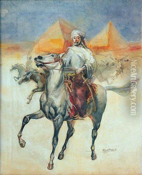 Beduin Na Koniu Oil Painting - Jan Rosen