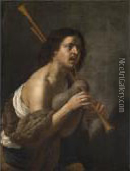 A Young Man Playing The Bag Pipes Oil Painting - Jan Van Bijlert