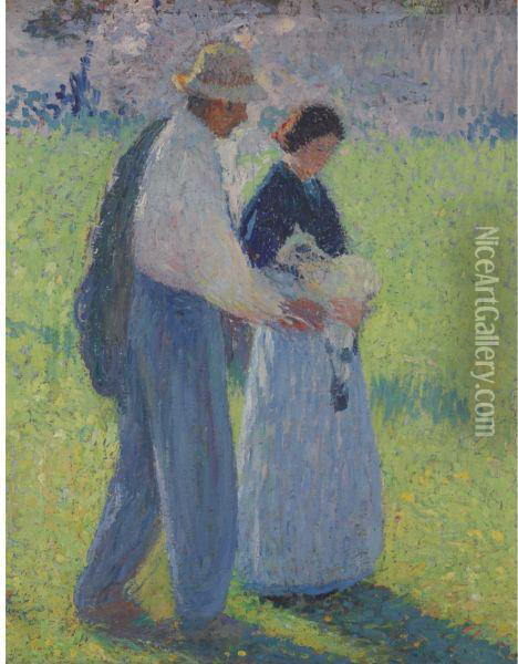 Couple Avec Un Agneau Oil Painting - Henri Martin