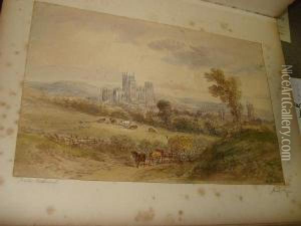 Views Of Wells Cathedral, Eton College Chapel And Portraitstudies Oil Painting - Henry Earp