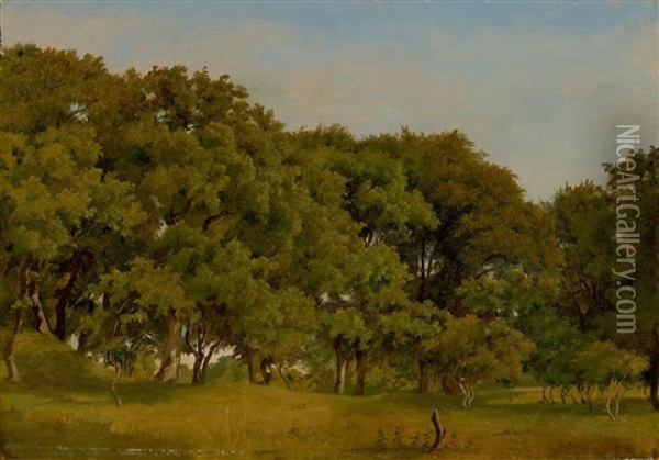 On The Edge Of The Jaegerspris Forest Oil Painting - Frederik-Carl-Julius Kraft