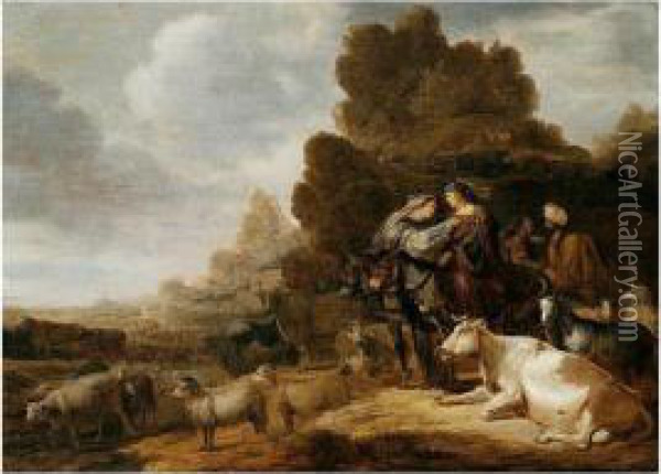 The Departure Of Jacob For Canaan Oil Painting - Gerrit Claesz Bleker