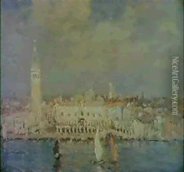 Riva Degli Schiavone E Palazzo Ducale Oil Painting - Emma Ciardi