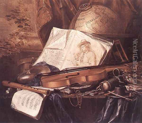 Still-Life of Musical Instruments 2 Oil Painting - Pieter de Ring