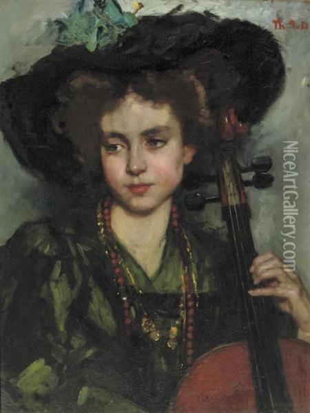 The Cellist Oil Painting - Therese Schwartze