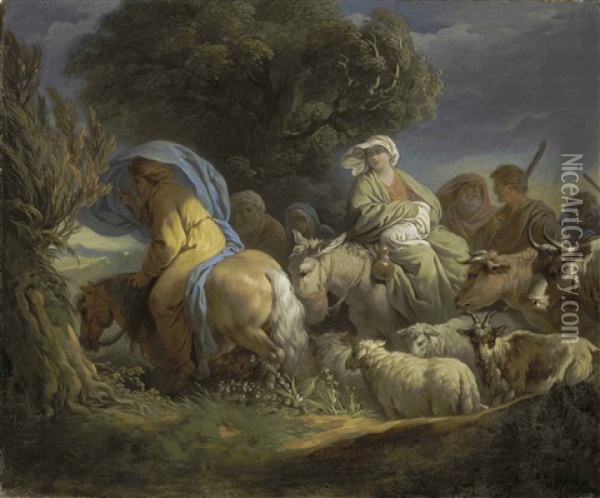 The Return Of Abraham To The Land Of Canaan Oil Painting - Louis Jean Francois Lagrenee