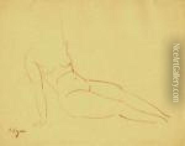 Sketch Of A Nude. Oil Painting - Moissey Kogan