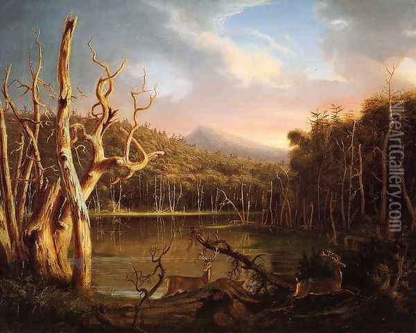 Lake with Dead Trees (Catskill) Oil Painting - Thomas Cole