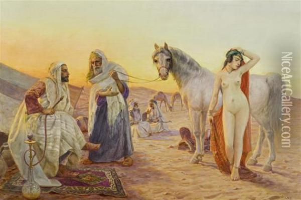 Desert Trade Oil Painting - Otto Pilny