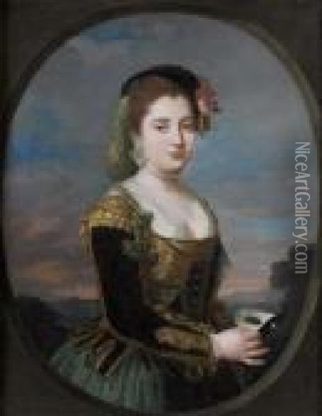 Portrait Presume De La Marquise De Llano Dans Un Ovale Peint Oil Painting - Anton Raphael Mengs