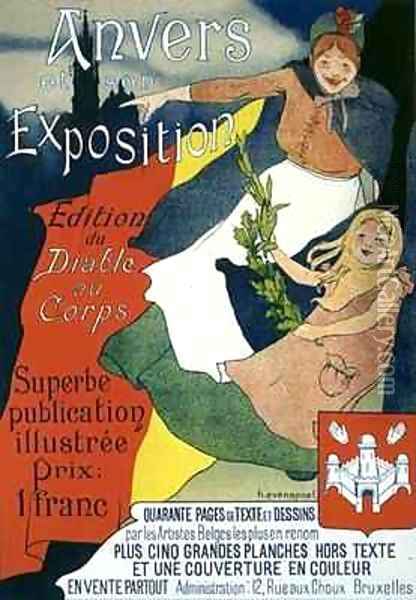 Reproduction of a poster advertising the illustrated publication from the Antwerp Exposition Oil Painting - Henri-Jacques Evenepoel