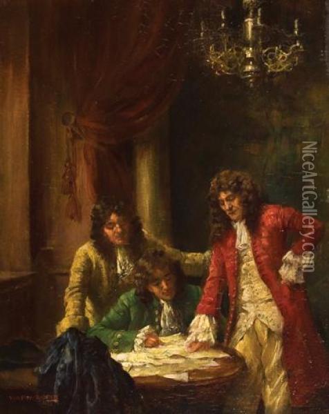 Three Marlborough Gentlemen Oil Painting - William A. Breakspeare