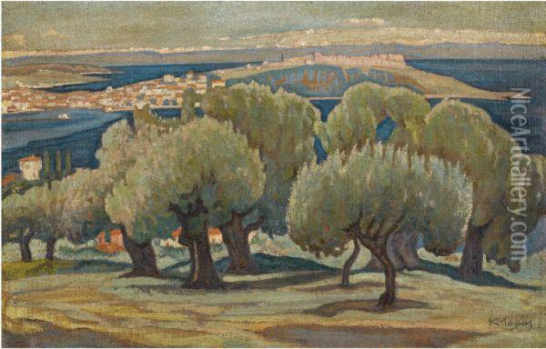 Olive Trees, Mytilini Oil Painting - Konstantinos Maleas