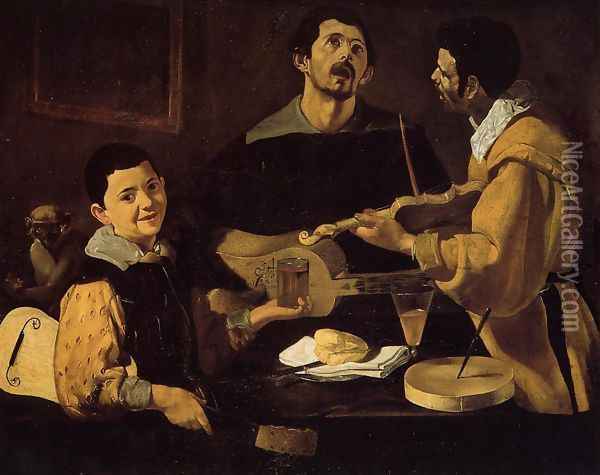 Three Musicians (or Musical Trio) Oil Painting - Diego Rodriguez de Silva y Velazquez