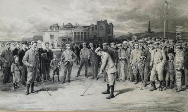 St. Andrews: The Amateur Golf Championship In 1895 Oil Painting - Michael Brown