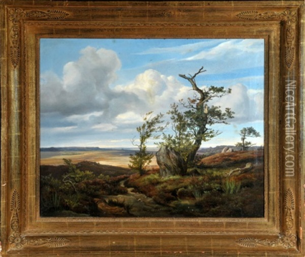 Romantische, Hugelige Heidelandschaft Oil Painting - Christian Ernst Bernhard Morgenstern