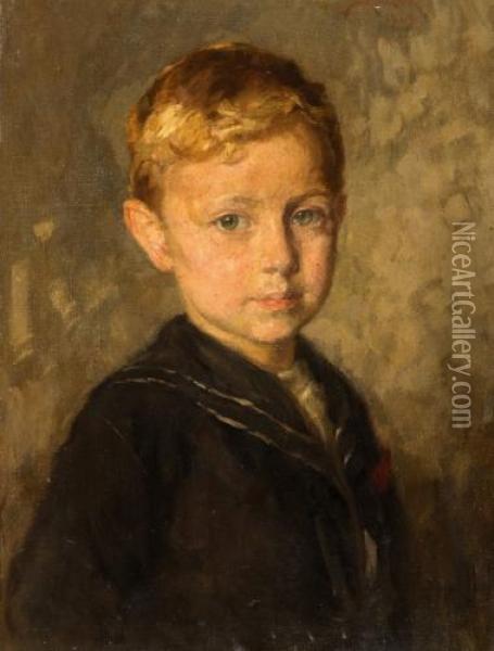 Portrait Of A Boy Oil Painting - Simon Glucklich