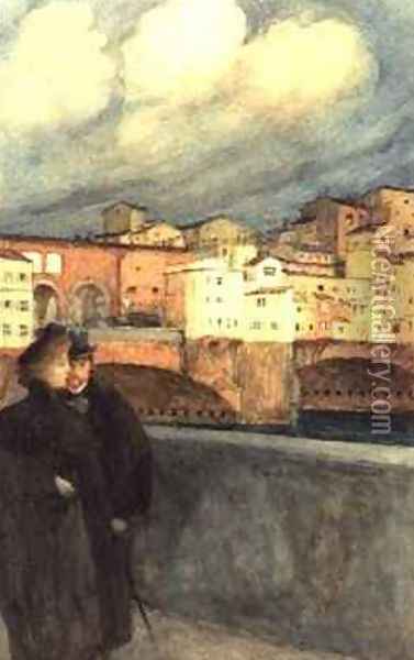 The Ponte Vecchio Florence Oil Painting - Auguste Francois Gorguet