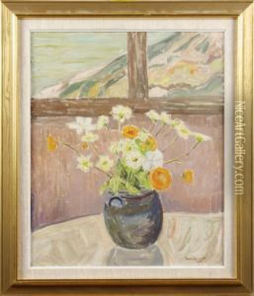 Blommor Vid Fonstret Oil Painting - Bo Von Zweigbergk