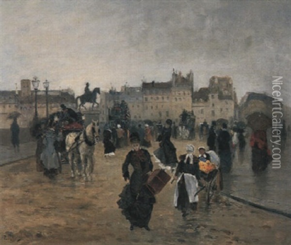 Paris, Vue Du Pont Neuf Oil Painting - Paul Rossert