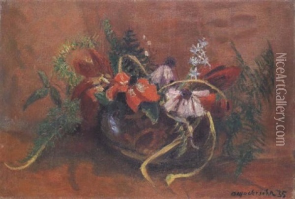 Blumenstrauss In Rot Oil Painting - Otto Modersohn