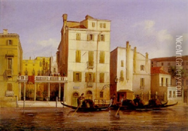 A Canal In Venice Oil Painting - Carlo Grubacs