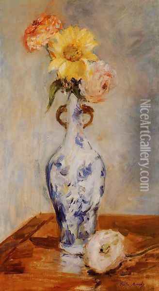 The Blue Vase Oil Painting - Berthe Morisot