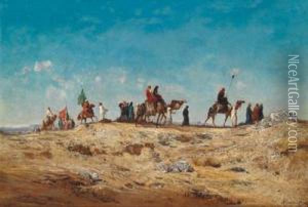 Carovana Nel Deserto Oil Painting - Victor Pierre Huguet