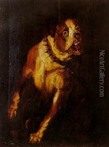 A Mastiff Oil Painting - Abraham Danielsz Hondius
