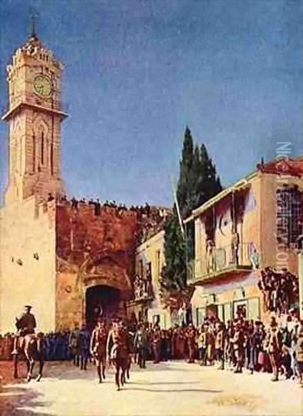 The Entry of General Viscount Allenby (1861-1936) into Jerusalem Oil Painting - F.S. Brunner