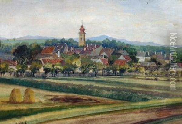 View Of Hadersdorf Oil Painting - Georg Holub