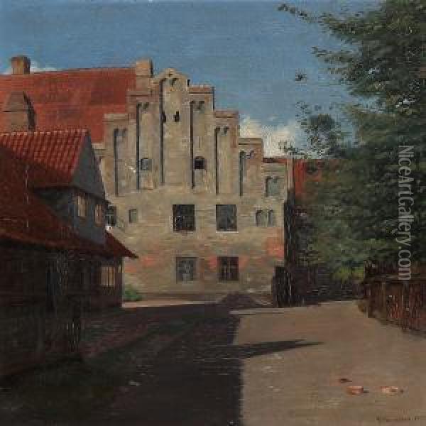 View From Vor Frue Monastery, Elsinore Oil Painting - Gustav Vermehren