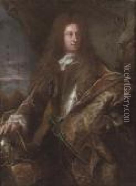 Portrait Of A Gentleman, 
Traditionally Identified As John Churchill, 1st Duke Of Marlborough 
(1650-1722), Three-quarter-length, In Armour Oil Painting - Hyacinthe Rigaud