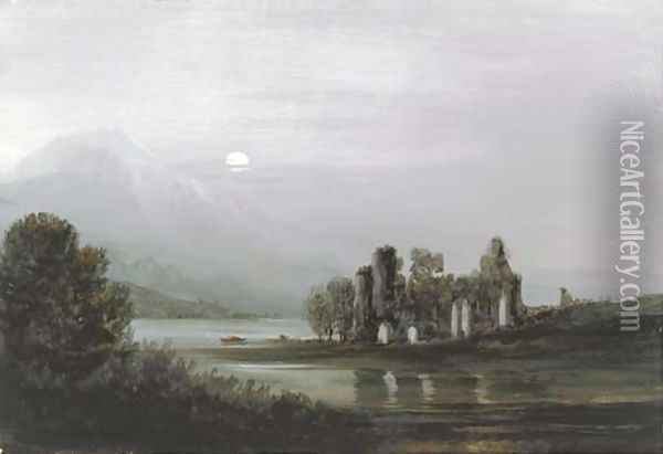 Moonlight, Ross Abbey Oil Painting - John Wilson Ewbank