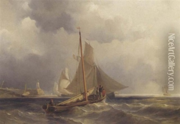 Ankering Before The Storm Oil Painting - Johan Hendrik Meyer