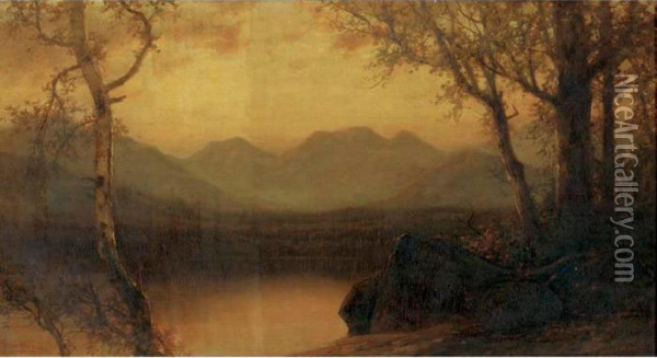Lake In The Mountains Oil Painting - James David Smillie