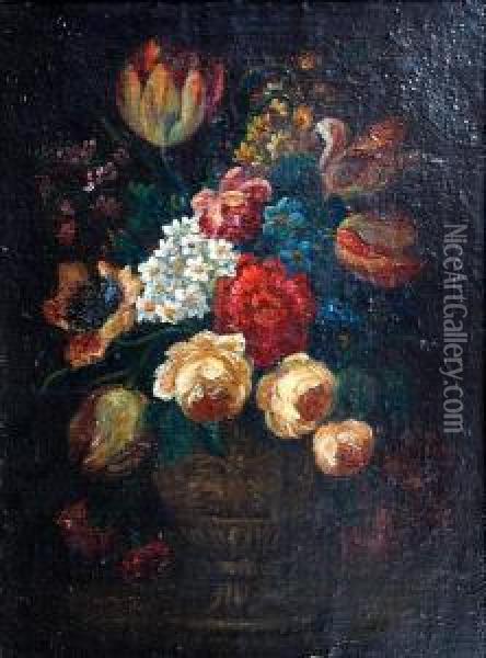 Still Life Of Flowers Oil Painting - Justus van Huysum