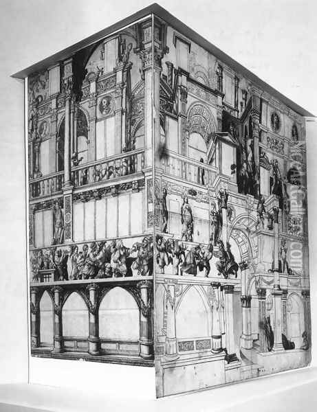 Model of the `Zum Tanz` house (reconstruction) Oil Painting - Hans Holbein the Younger