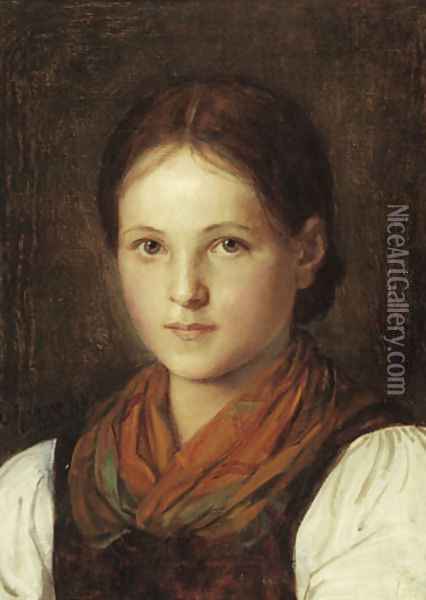 Farmer girl Oil Painting - Franz Von Defregger