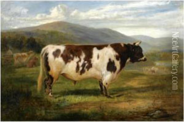 President, An Ayrshire Bull Oil Painting - Joseph Denovan Adam