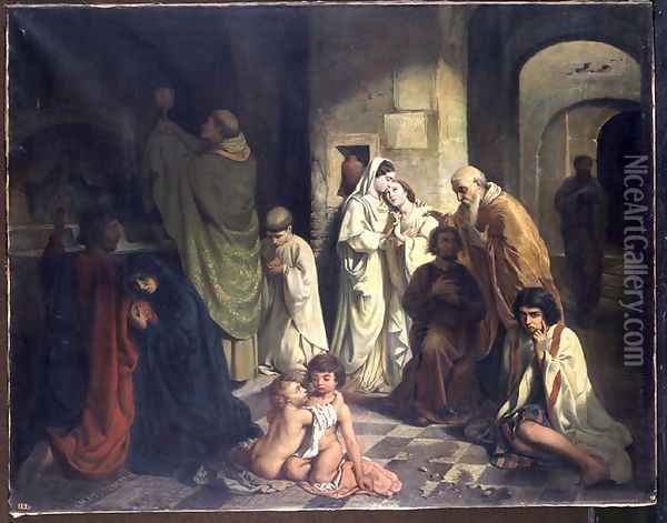 The Kiss of Peace in the Catacombs Oil Painting - Charles Louis Fredy de Coubertin
