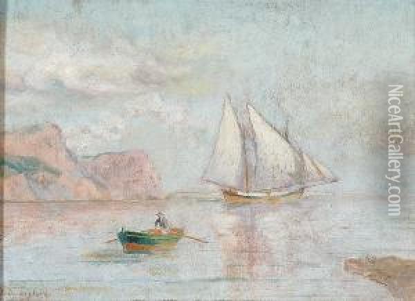 Rowing To Shore Oil Painting - Emilios Prosalentis