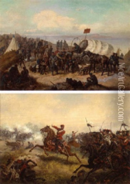 Angriff Preussischer Kavallerie Bei Koniggratz Oil Painting - Friedrich Kaiser
