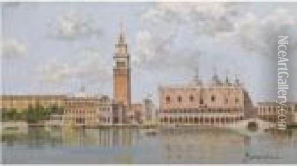 The Doge's Palace And The Campanile, Venice Oil Painting - Antonietta Brandeis