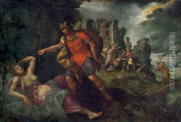 Die Geschichte Von Apollo Und Koronis: Tod Der Koronis Und Die Errettung Des Asklepios Durch Merkur Oil Painting - Paolo Fiammingo