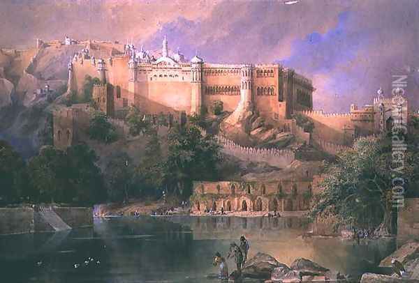 The Fort at Amber, Rajasthan, 1863 Oil Painting - William Simpson