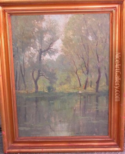 Tonalist Wooded Landscape With River Oil Painting - Charles Warren Eaton