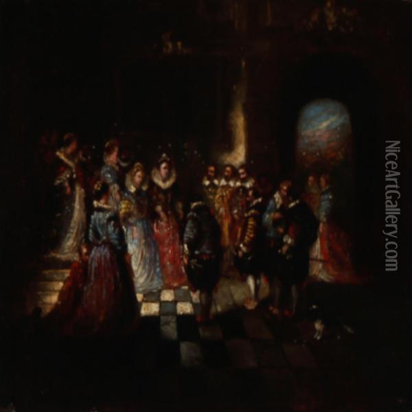 Reception At The Spanish Court Oil Painting - Hendrik Govaerts